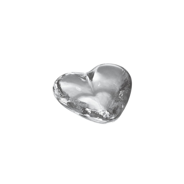 Simon Pearce clear glass heart-shaped tabletop accessory.