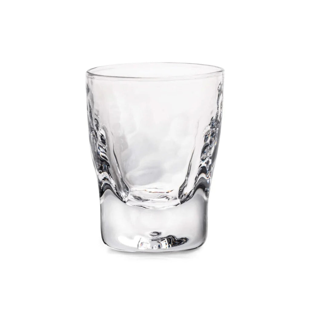 Simon Pearce Woodbuy whiskey glass on white background. 