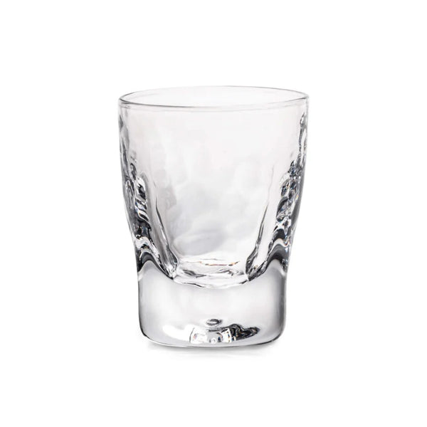 Simon Pearce Woodbuy whiskey glass on white background. 