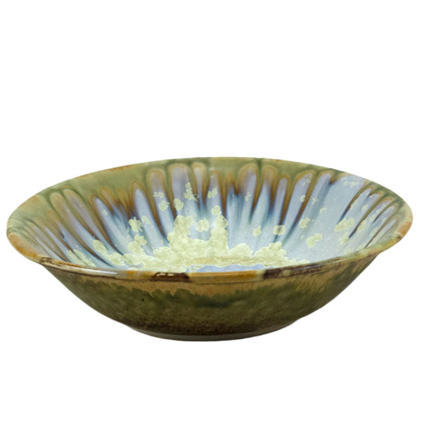 Tortoise glazed, handmade ceramic soup bowl. 