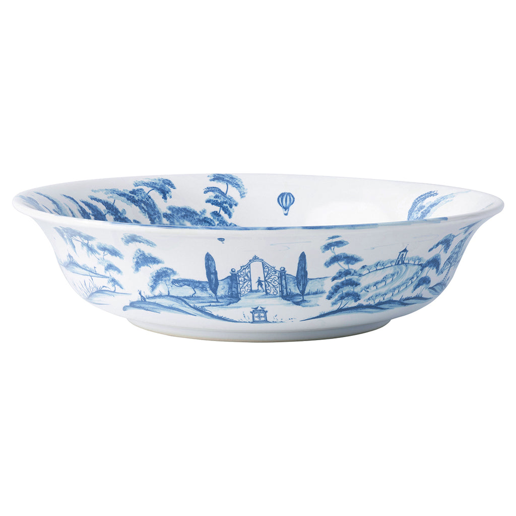 Side view of Juliska's Country Estate Delft Blue 13" serving bowl. 