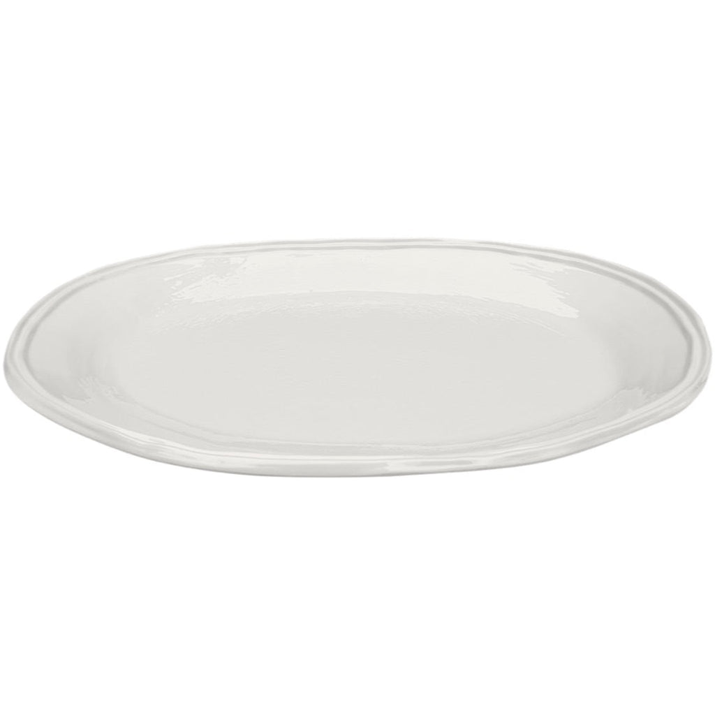 Oval cream platter on white background. 