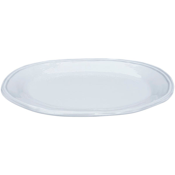 White double line platter on white background. 