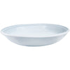 Double line white melamine serving bowl on white background.