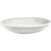 Double line cream melamine serving bowl on white background.