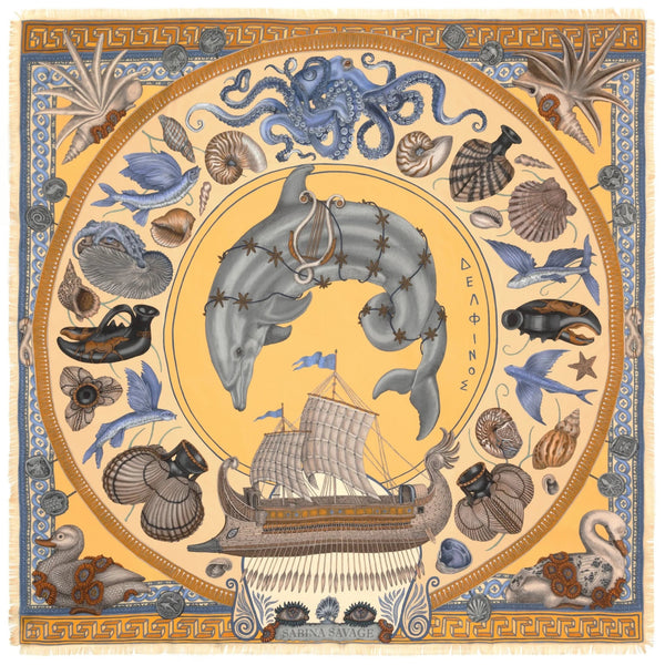 "Dancing Delphinus" Wool/Silk Scarf