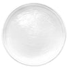 Double white lined edge white melamine dinner plate on white background.