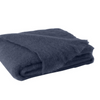 Indigo mohair throw on white background. 