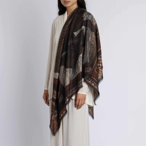 "Secrets of the Bison" Wool/Silk Scarf