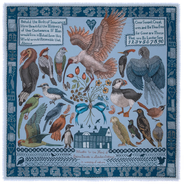 "Birds of Innocence" Wool/Silk Scarf