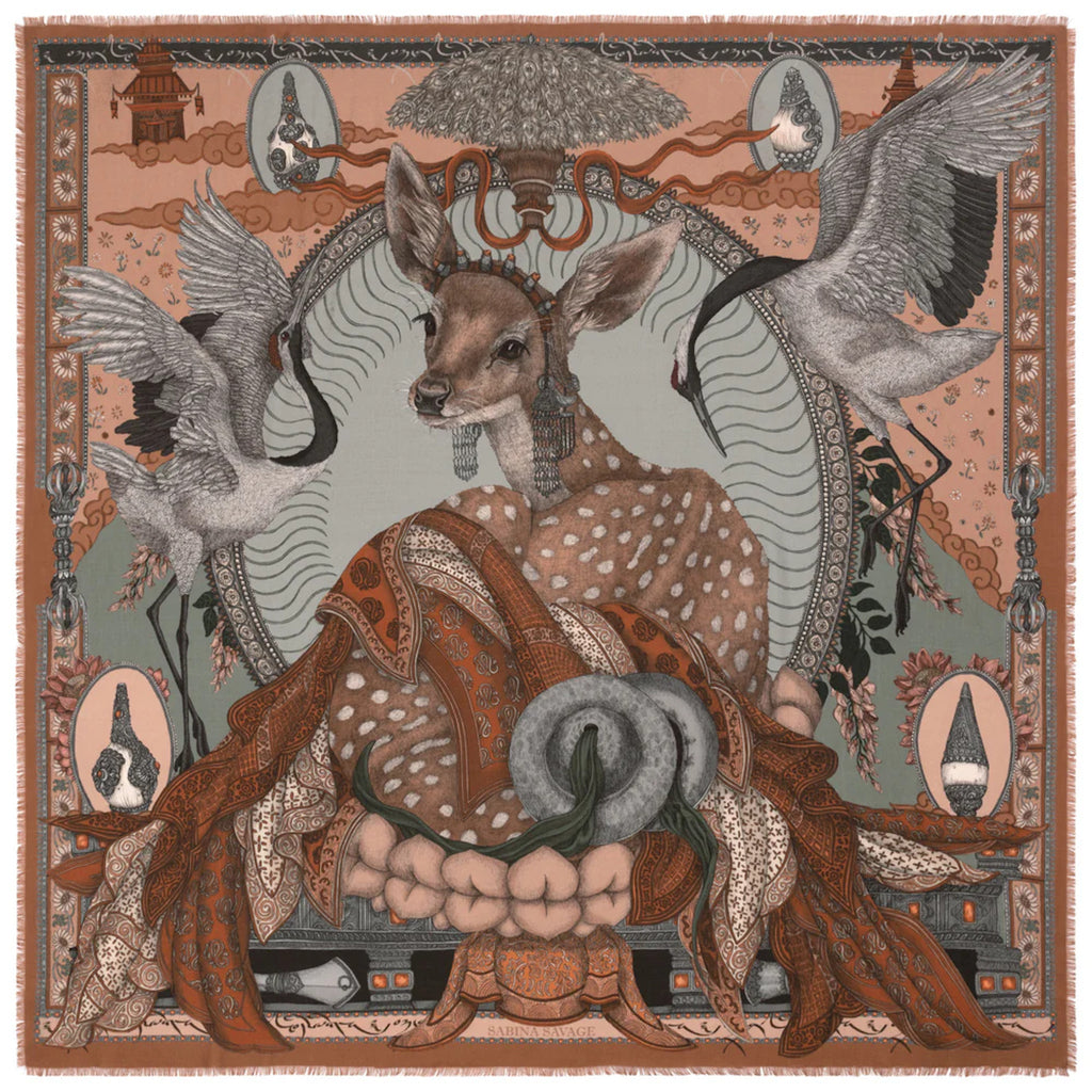 "The Song Deer" Wool/Silk Scarf