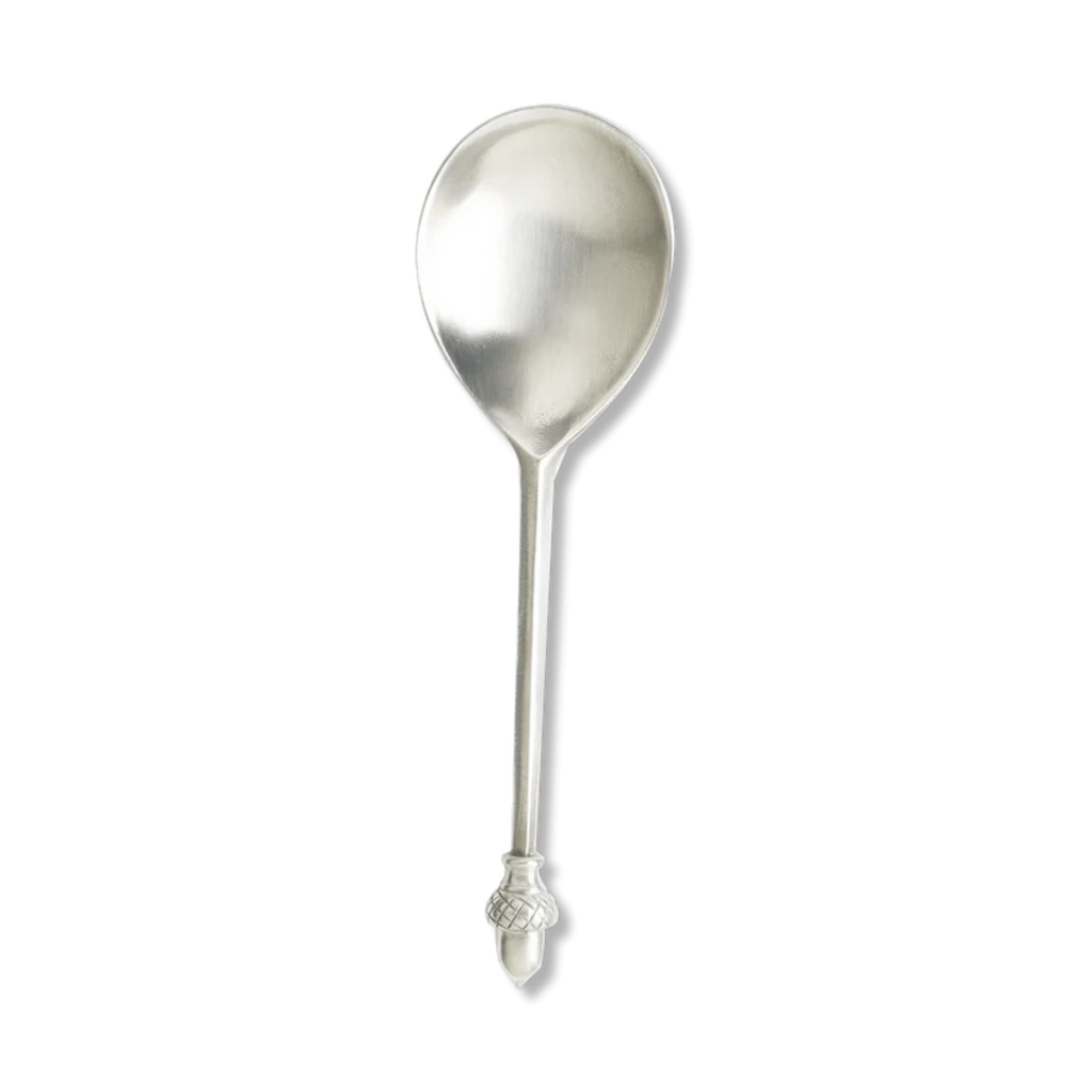 Match pewter acorn spoon on a white background