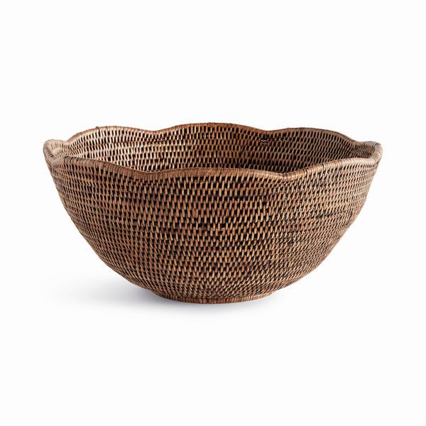 Scalloped Rattan Bowl