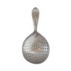 Back of Match pewter cocktail strainer on a white background