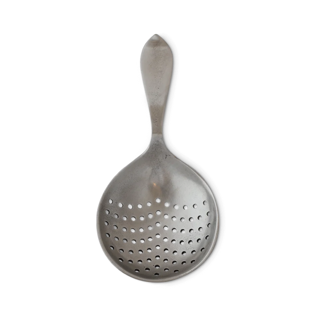 Match pewter cocktail strainer on a white background