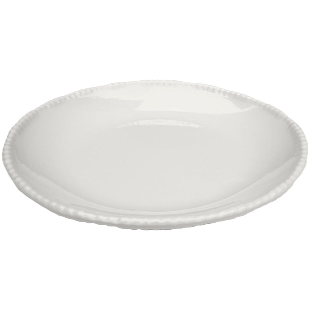 Bead edge cream melamine salad plate on white background.