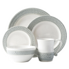 La panier dinner collection with grey  mist weave border on white background