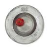 Above view of Match pewter Leonardo bowl with apples on a white background.
