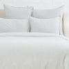 Blue and white striped bed duvet and pillo