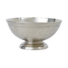 Small pewter bowl on white background.