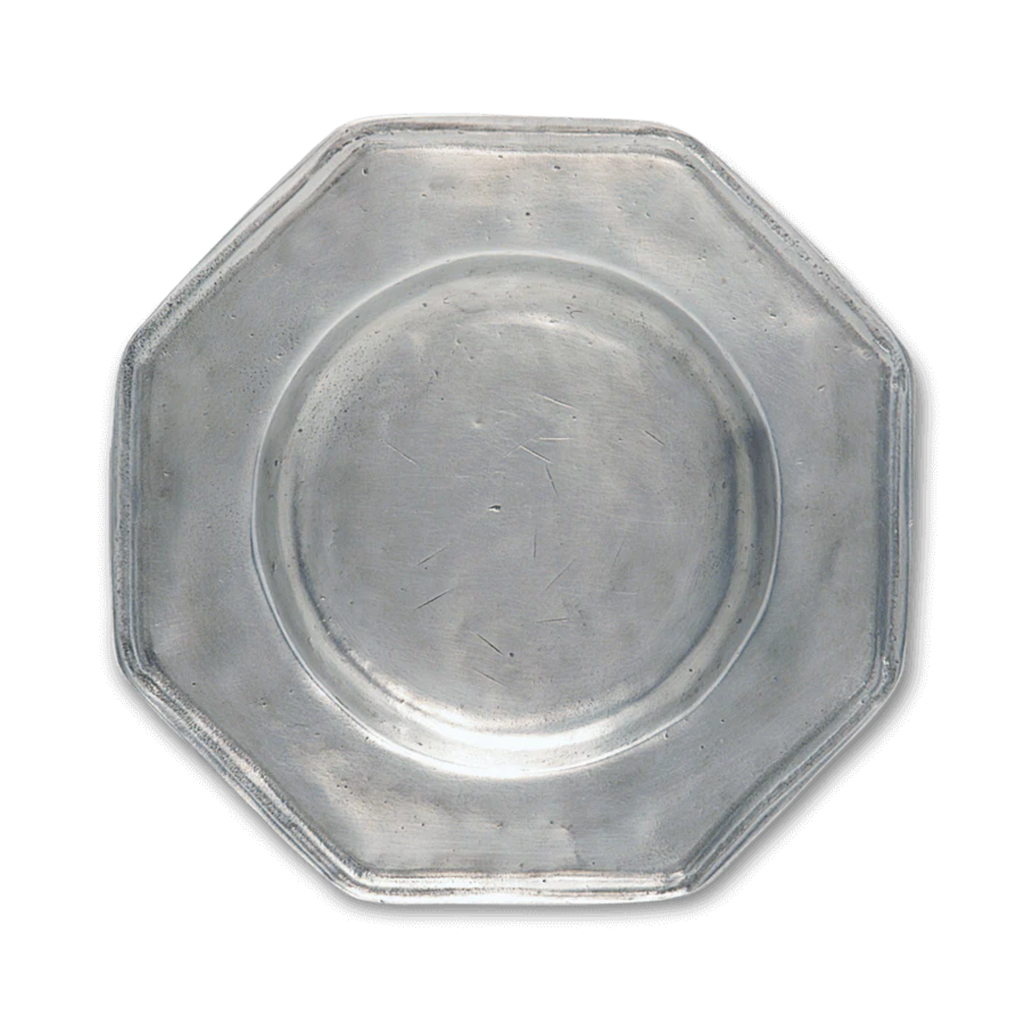 Octagonal Match pewter wine coaster on a white background