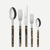 Acrylic, buffalo patterned, five piece place setting on white background. 