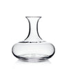 Simon Pearce Ascutney handmade clear glass wine decanter with a wide body and gracefully curved neck. Measures 8.25 inches high and 8.5 inches wide.