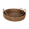 Round Rattan Tray With Loop Handles