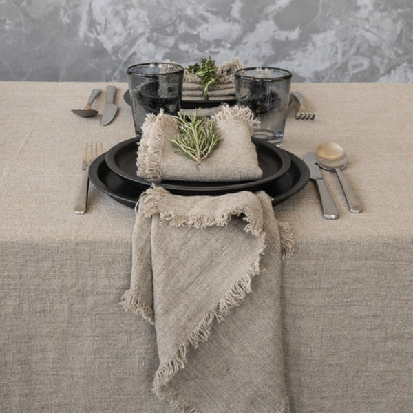 Terra Fringed Natural Linen Napkin (set of four)