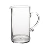 Juliska Dean clear glass pitcher with a curved handle and glass rope detail at the base.