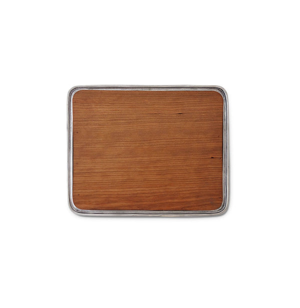 MATCH wooden tray edged in pewter.