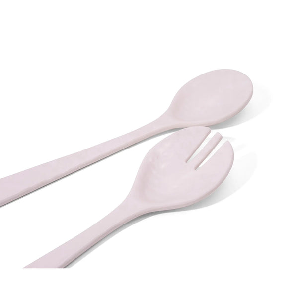 Pair of cream Relish melamine salad serving spoons set at an angle.
