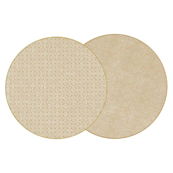 Two-Sided Sayagata and Dot Fan Round Placemat (set of two)